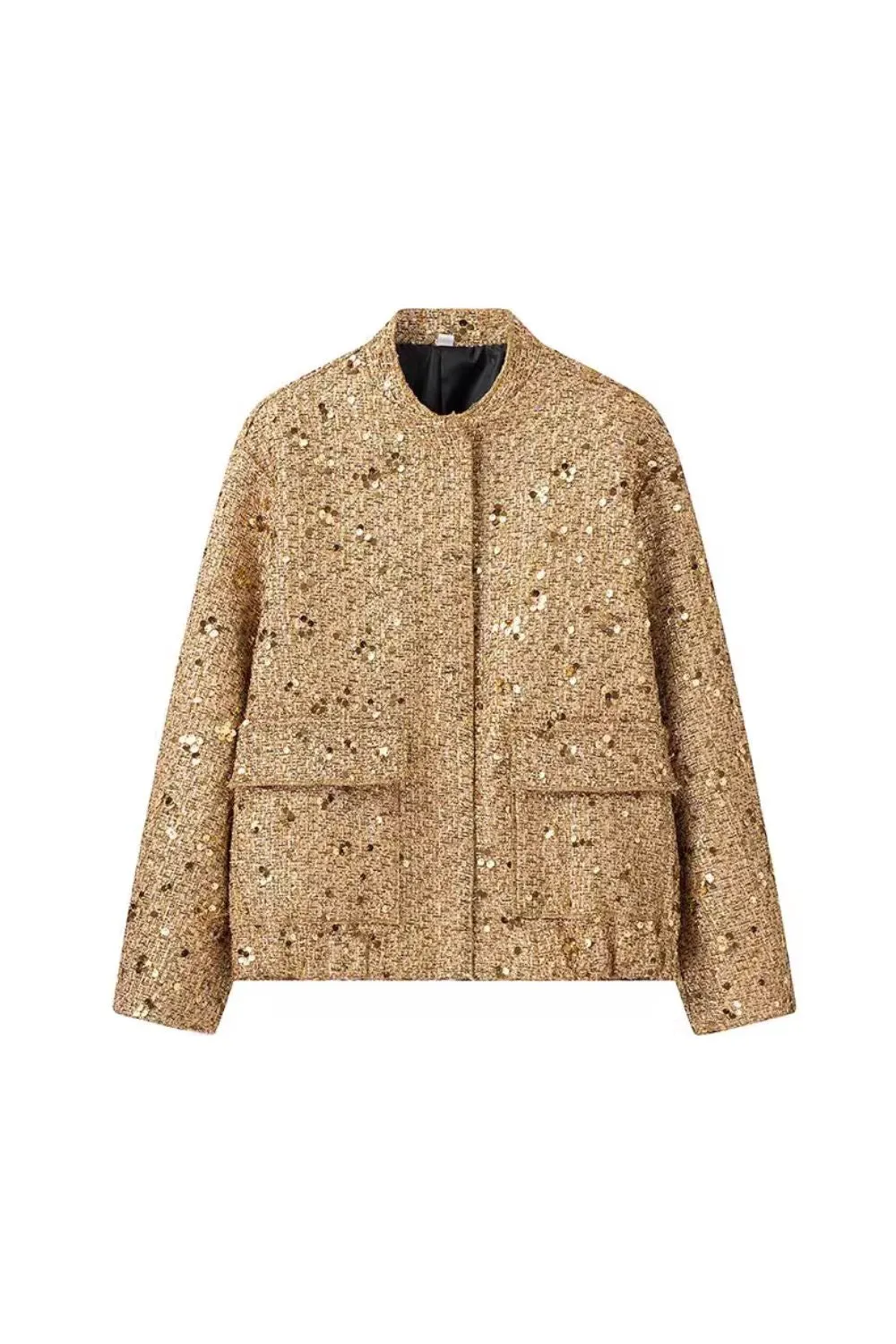 'Isabella' Minimalist Long-Sleeve Sequin Jacket