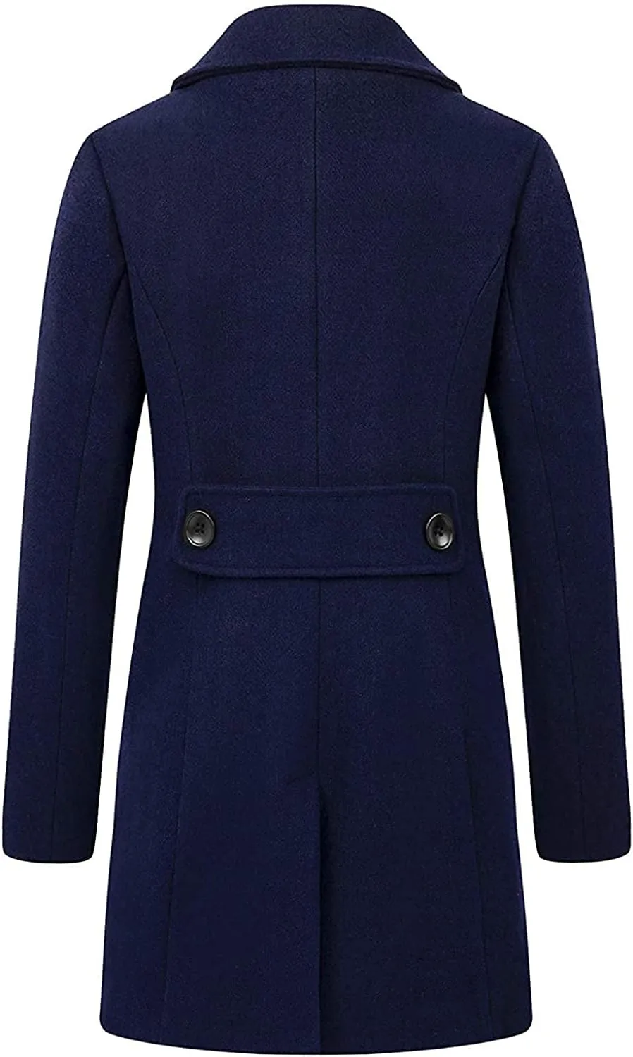 Itemnew ebossy Women's Elegant Notched Lapel Double Breasted Knee Length Woolen Coat Jacket