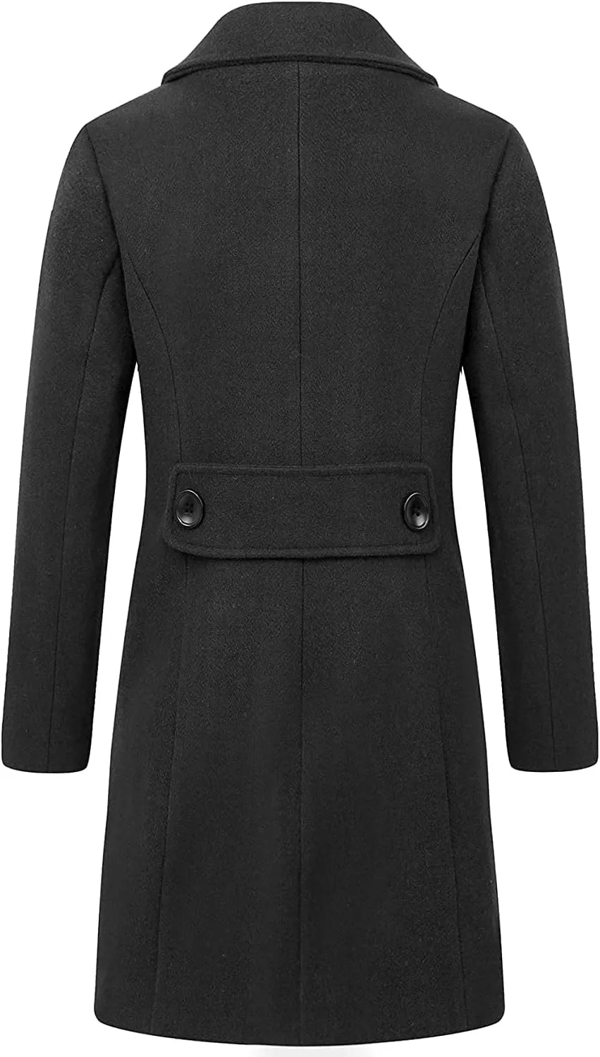 Itemnew ebossy Women's Elegant Notched Lapel Double Breasted Knee Length Woolen Coat Jacket