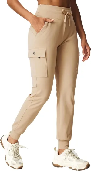 IUGA Women's Fleece Lined Pants Water Resistant Hiking Joggers High Waist Thermal Cargo Sweatpants for Women