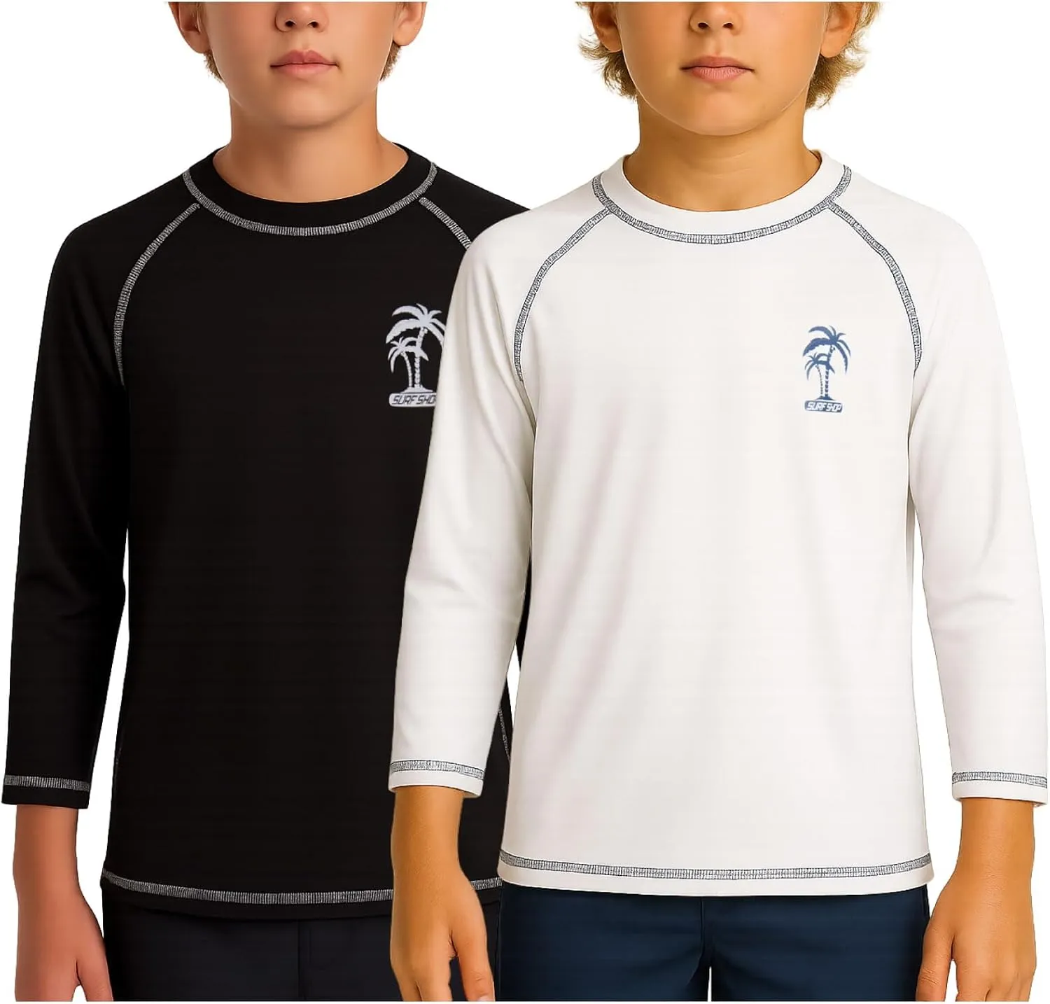 iXtreme Boys Swim Shirt - 2 Pack UPF 50  Sun Protection Long Sleeve Rash Guard for Boys - Quick Dry Sun Shirt Kids' Swimwear