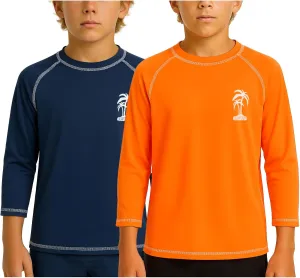 iXtreme Boys Swim Shirt - 2 Pack UPF 50  Sun Protection Long Sleeve Rash Guard for Boys - Quick Dry Sun Shirt Kids' Swimwear