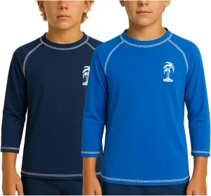 iXtreme Boys Swim Shirt - 2 Pack UPF 50  Sun Protection Long Sleeve Rash Guard for Boys - Quick Dry Sun Shirt Kids' Swimwear