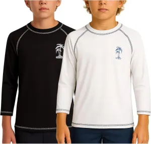 iXtreme Boys Swim Shirt - 2 Pack UPF 50  Sun Protection Long Sleeve Rash Guard for Boys - Quick Dry Sun Shirt Kids' Swimwear