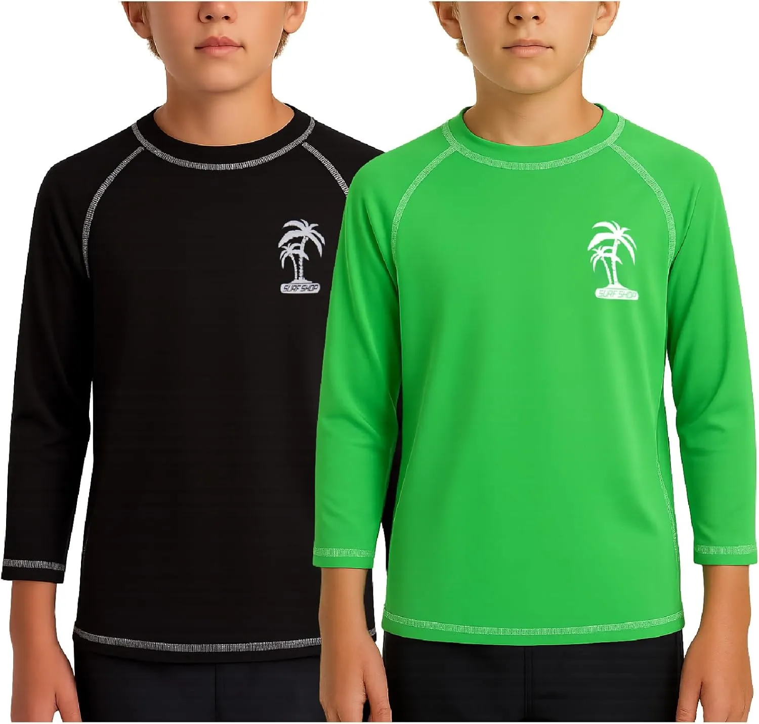 iXtreme Boys Swim Shirt - 2 Pack UPF 50  Sun Protection Long Sleeve Rash Guard for Boys - Quick Dry Sun Shirt Kids' Swimwear