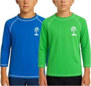 iXtreme Boys Swim Shirt - 2 Pack UPF 50  Sun Protection Long Sleeve Rash Guard for Boys - Quick Dry Sun Shirt Kids' Swimwear