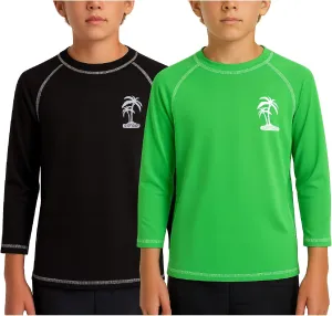 iXtreme Boys Swim Shirt - 2 Pack UPF 50  Sun Protection Long Sleeve Rash Guard for Boys - Quick Dry Sun Shirt Kids' Swimwear