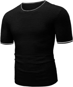 JMIERR Fashion Men's T Shirt Muscle Gym Workout Athletic Shirt Knit Cotton Ribbed Longline Sweater Tee Shirt