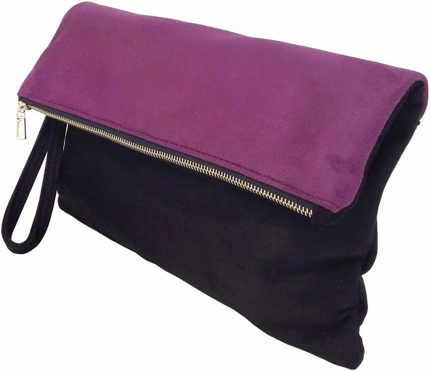 JNB Soft Faux Suede Colorblock Wristlet