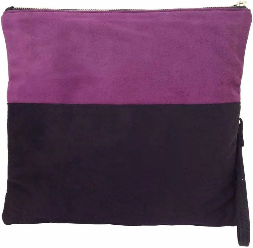 JNB Soft Faux Suede Colorblock Wristlet