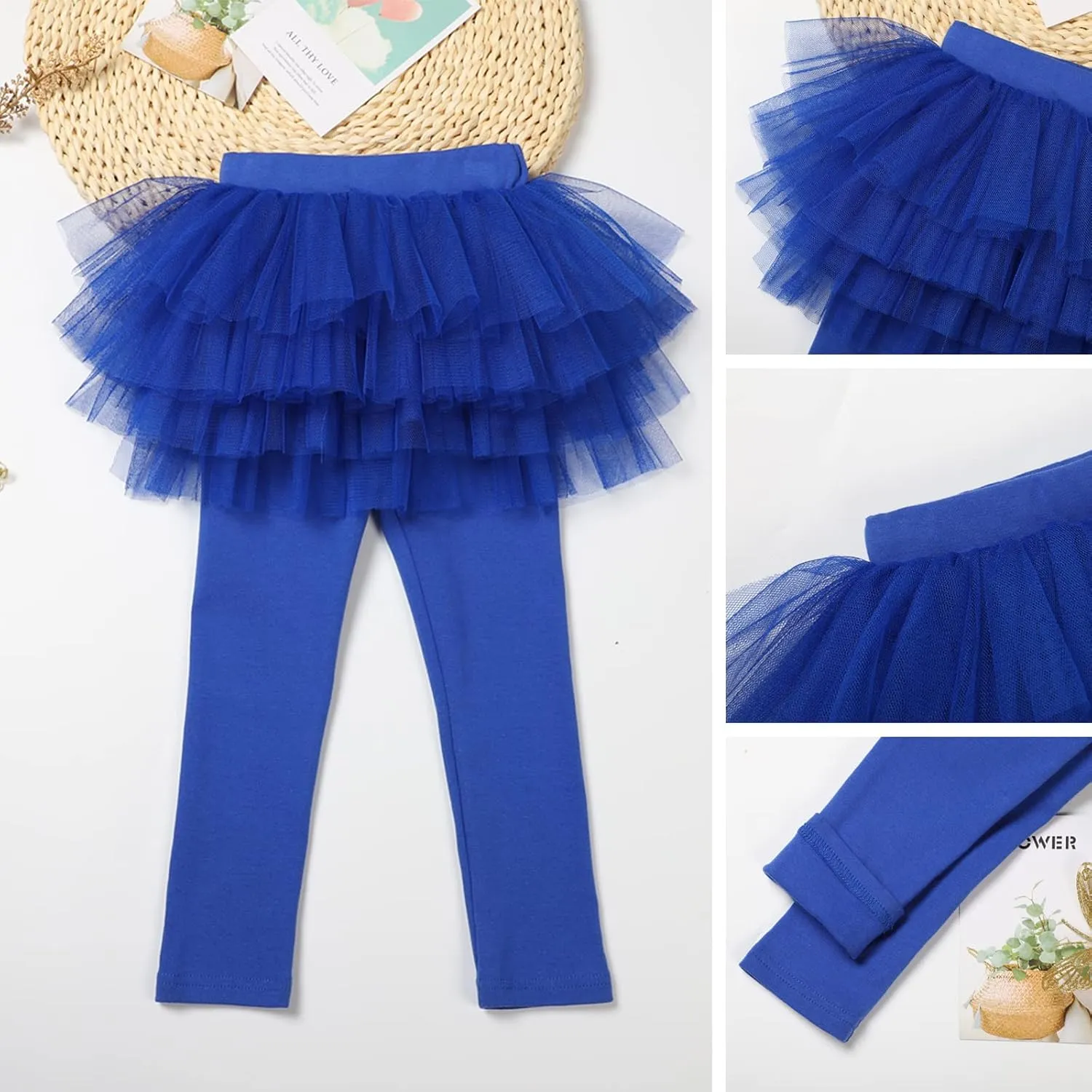 JOCMIC Toddler Girls Tutu Skirt Leggings Pant with Ruffle Kids Footless Culotte