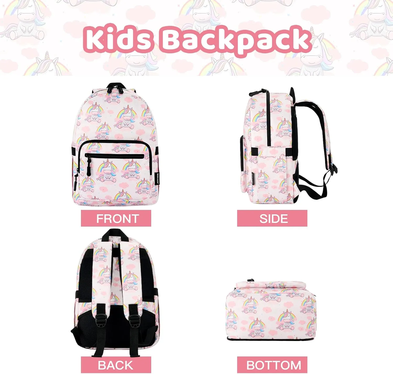 JOYHILL Kids Backpacks, Cute Lightweight Water Resistant Preschool Backpack, Adjustable Shoulder Straps for Boys Girls (Unicorn)