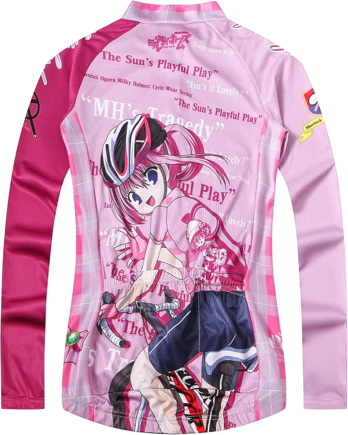 JPOJPO Cycling Jersey Women's Long Sleeve Bike Shirts Bicycle Jacket with 3-Pockets Quick Dry Tops