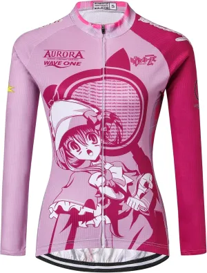 JPOJPO Cycling Jersey Women's Long Sleeve Bike Shirts Bicycle Jacket with 3-Pockets Quick Dry Tops