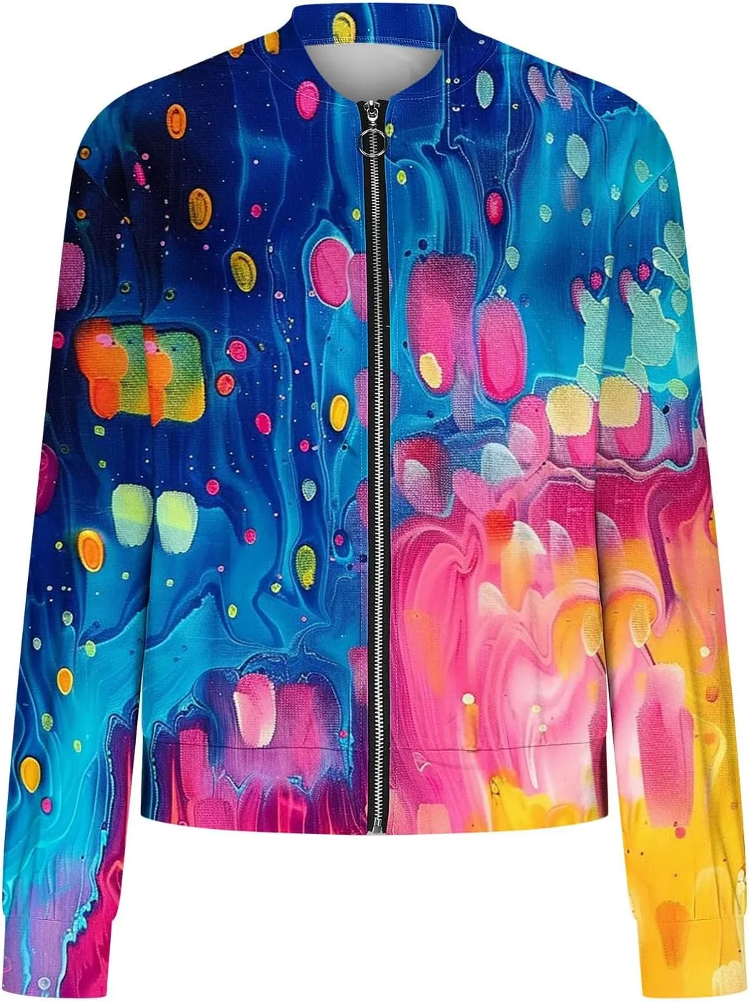 Juniors Track Gym Jacket Windbreaker Outfits Sweatshirt for Women Cuff Sleeve Floral Baseball Hooded Knit 2025