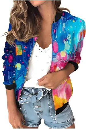 Juniors Track Gym Jacket Windbreaker Outfits Sweatshirt for Women Cuff Sleeve Floral Baseball Hooded Knit 2025