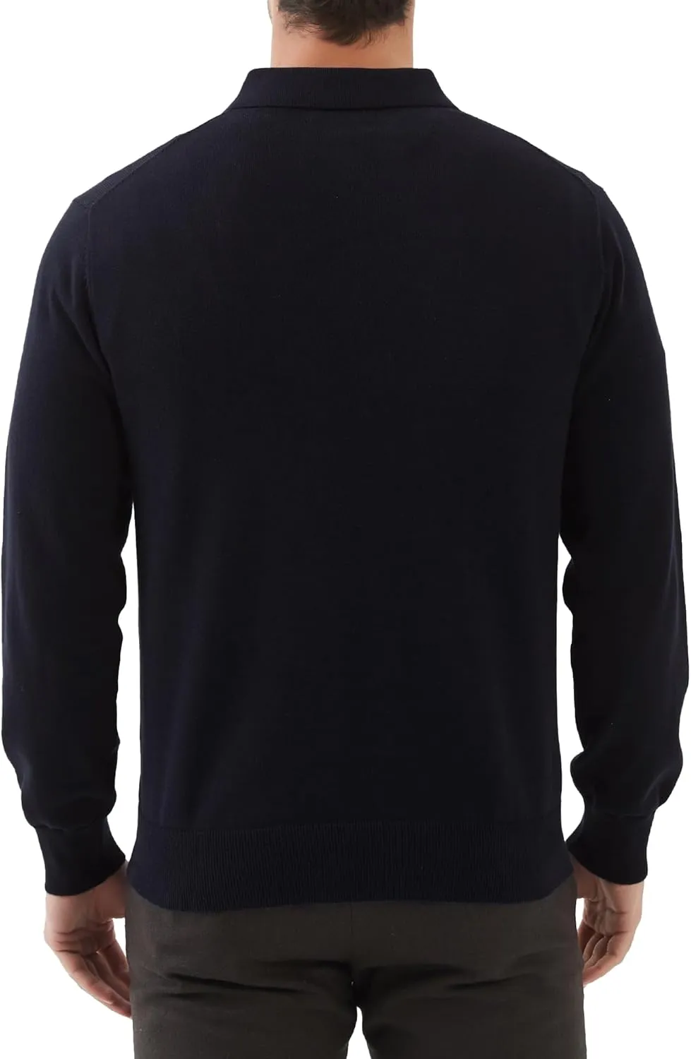Kallspin Men's Cotton Knit Polo Sweater Classic Casual Long Sleeve Collared Pullover Sweater