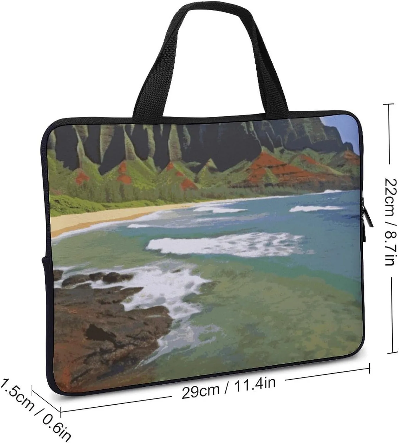 Kauai Hawaii Seashore Laptop Bag Durable Laptop Sleeve Water-Resistant Notebook Bag for Computer Or Tablet
