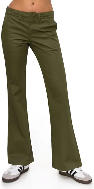 KHAKI & BLUE Women's Work Pants  Low Rise Flared Leg Bootcut Casual Trousers with Pockets