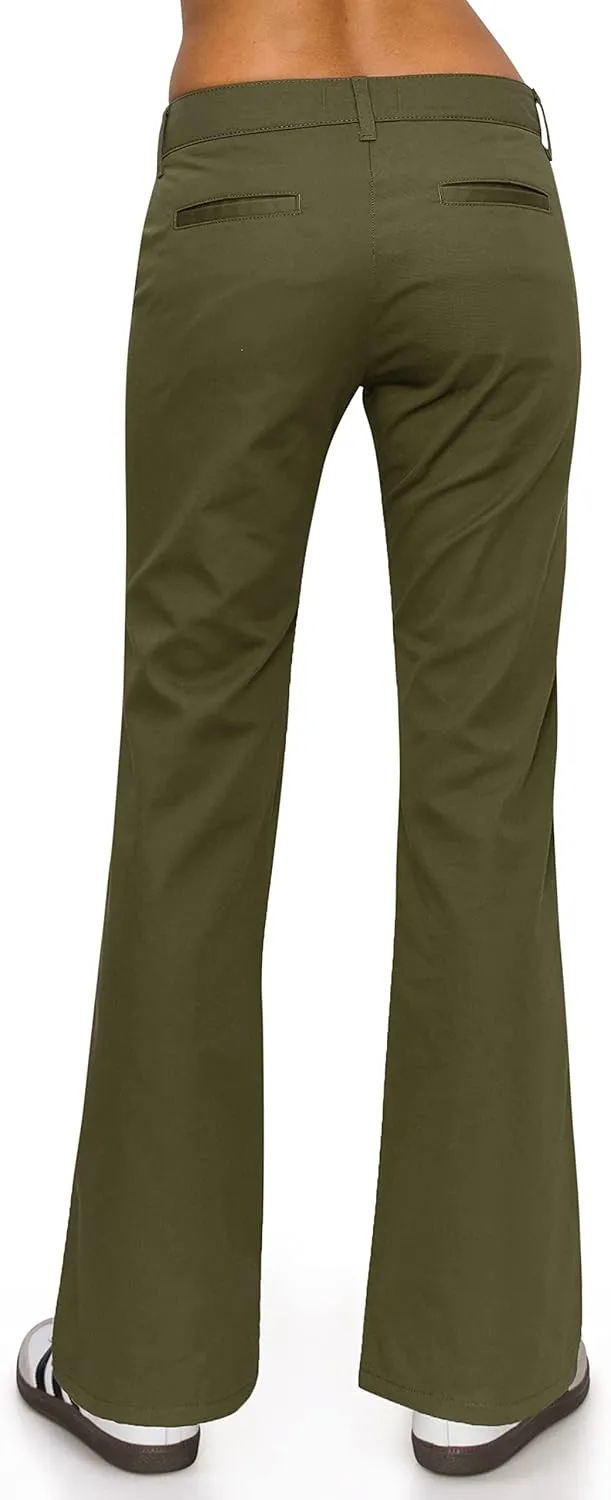 KHAKI & BLUE Women's Work Pants  Low Rise Flared Leg Bootcut Casual Trousers with Pockets