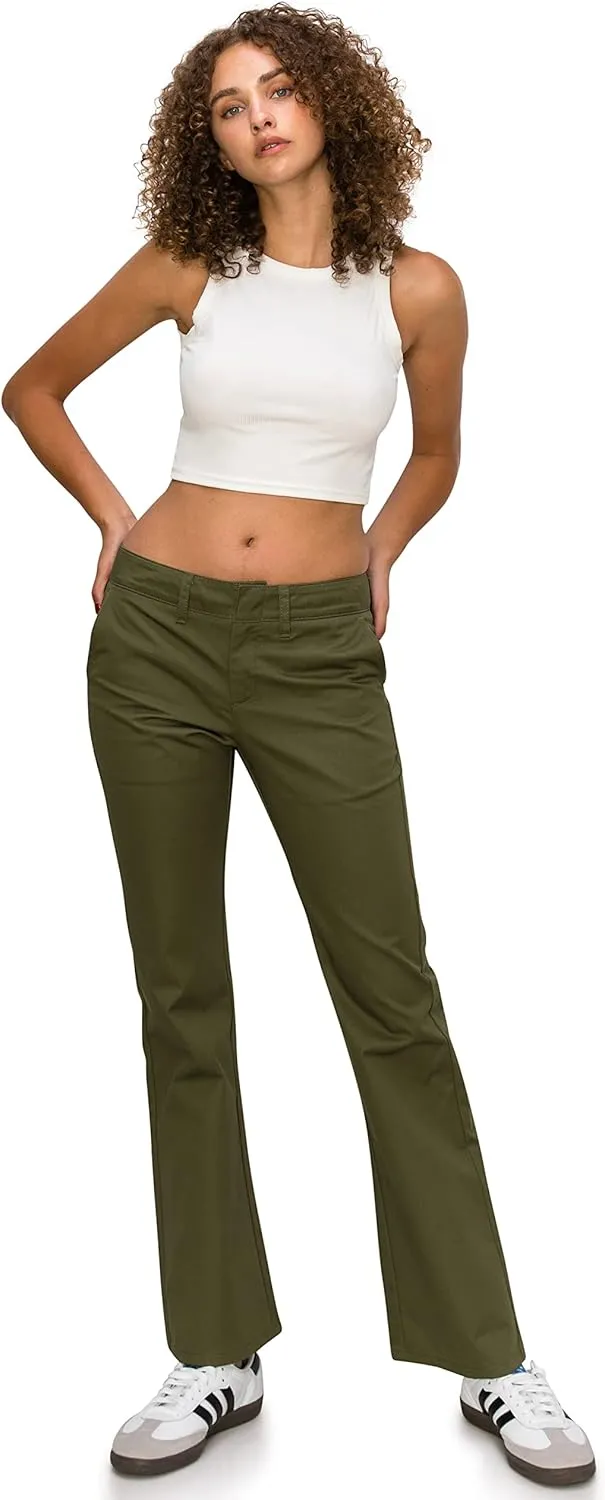 KHAKI & BLUE Women's Work Pants  Low Rise Flared Leg Bootcut Casual Trousers with Pockets