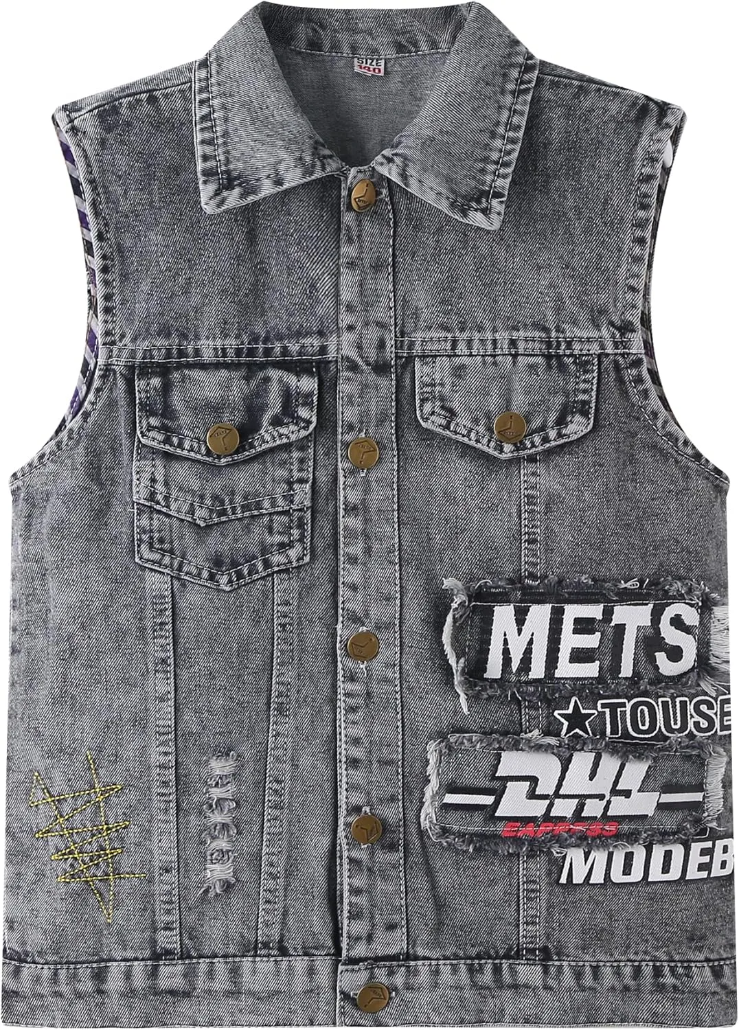 Kids Boys Fashion Sleeveless Denim Jacket Vest Black Blue Denim Motorcycle Biker Jean Vest Coat Age 3-14 Years