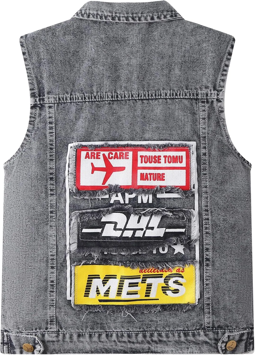 Kids Boys Fashion Sleeveless Denim Jacket Vest Black Blue Denim Motorcycle Biker Jean Vest Coat Age 3-14 Years