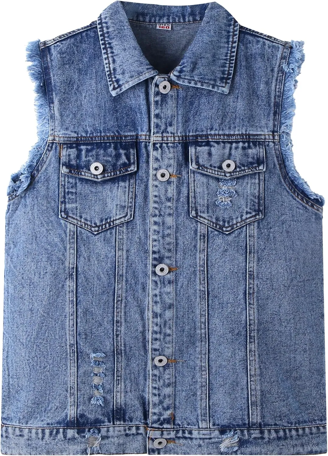 Kids Boys Fashion Sleeveless Denim Jacket Vest Black Blue Denim Motorcycle Biker Jean Vest Coat Age 3-14 Years