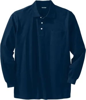 KingSize Men's Big & Tall Long-Sleeve Shrink-Less Piqu Polo