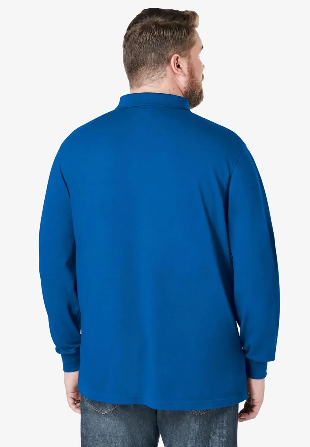 KingSize Men's Big & Tall Long-Sleeve Shrink-Less Piqu Polo