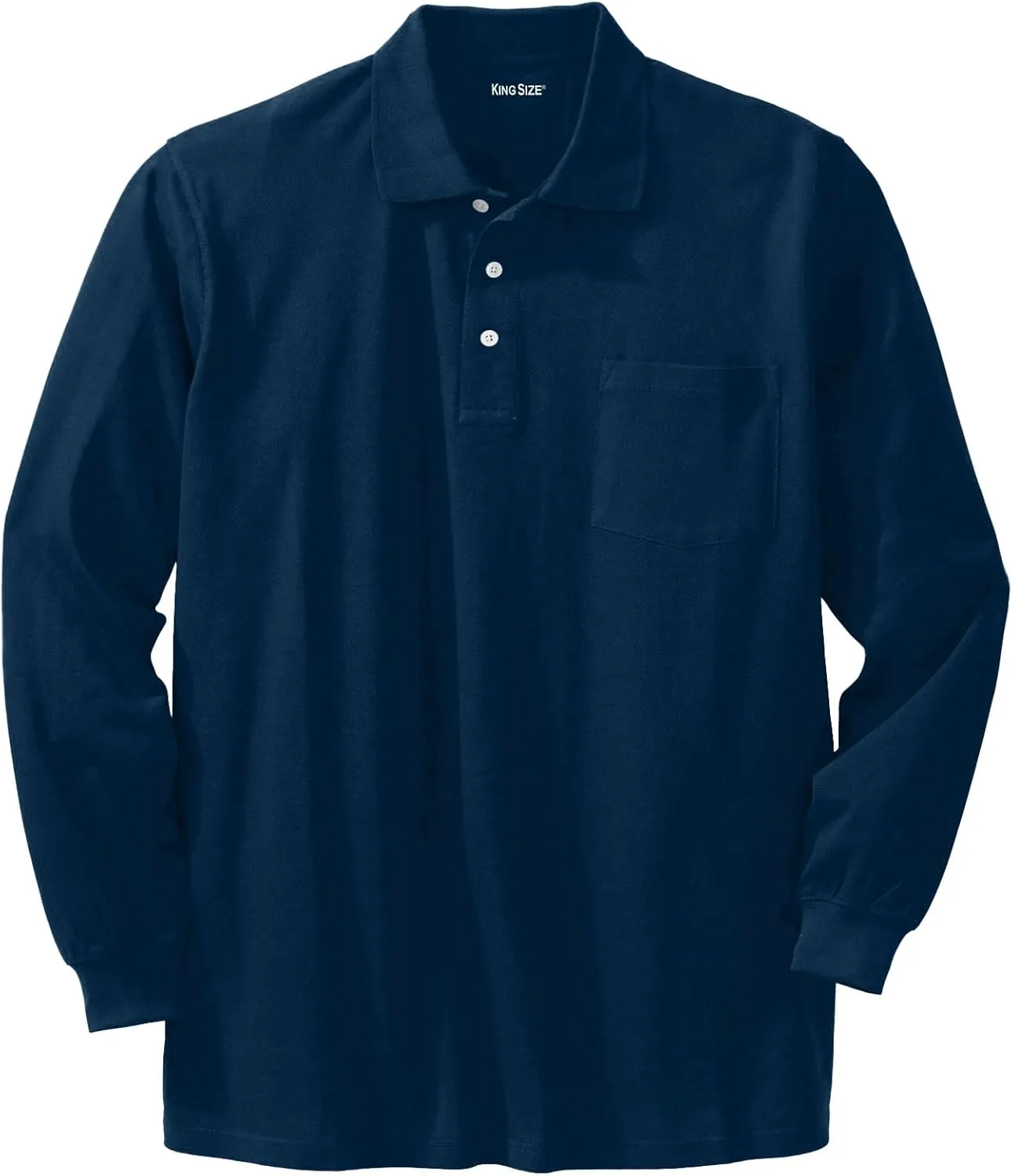 KingSize Men's Big & Tall Long-Sleeve Shrink-Less Piqu Polo
