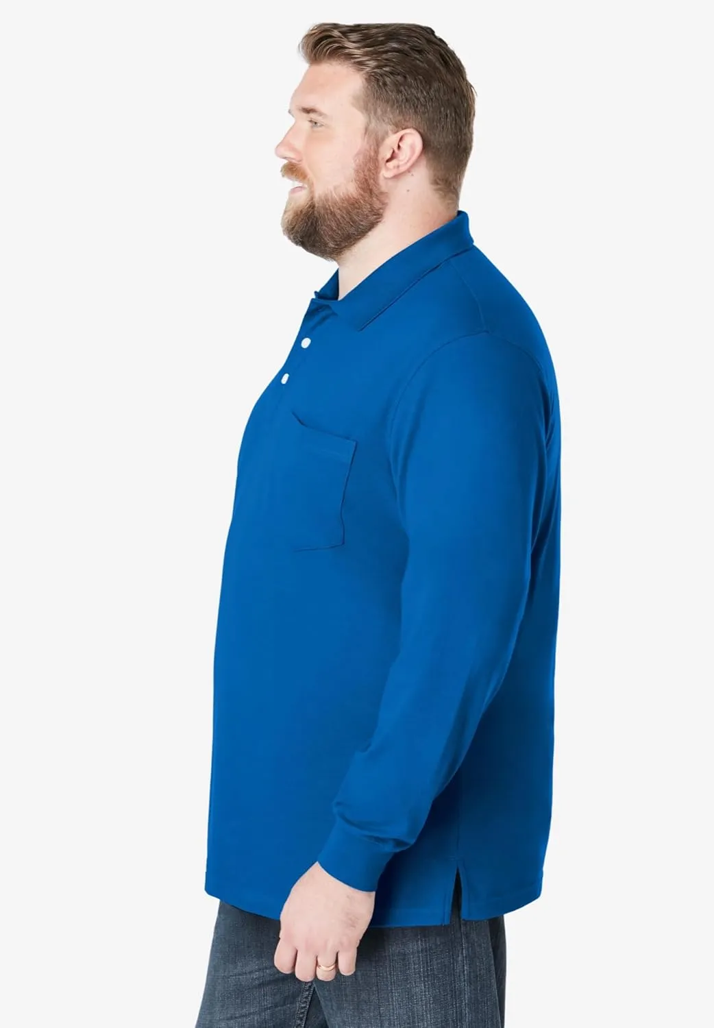 KingSize Men's Big & Tall Long-Sleeve Shrink-Less Piqu Polo