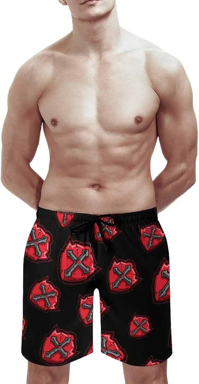 Knights Templar Crusader Cross Men's Swim Trunks Quick Dry Board Shorts Breathable Summer Beach Shorts Bathing Suits
