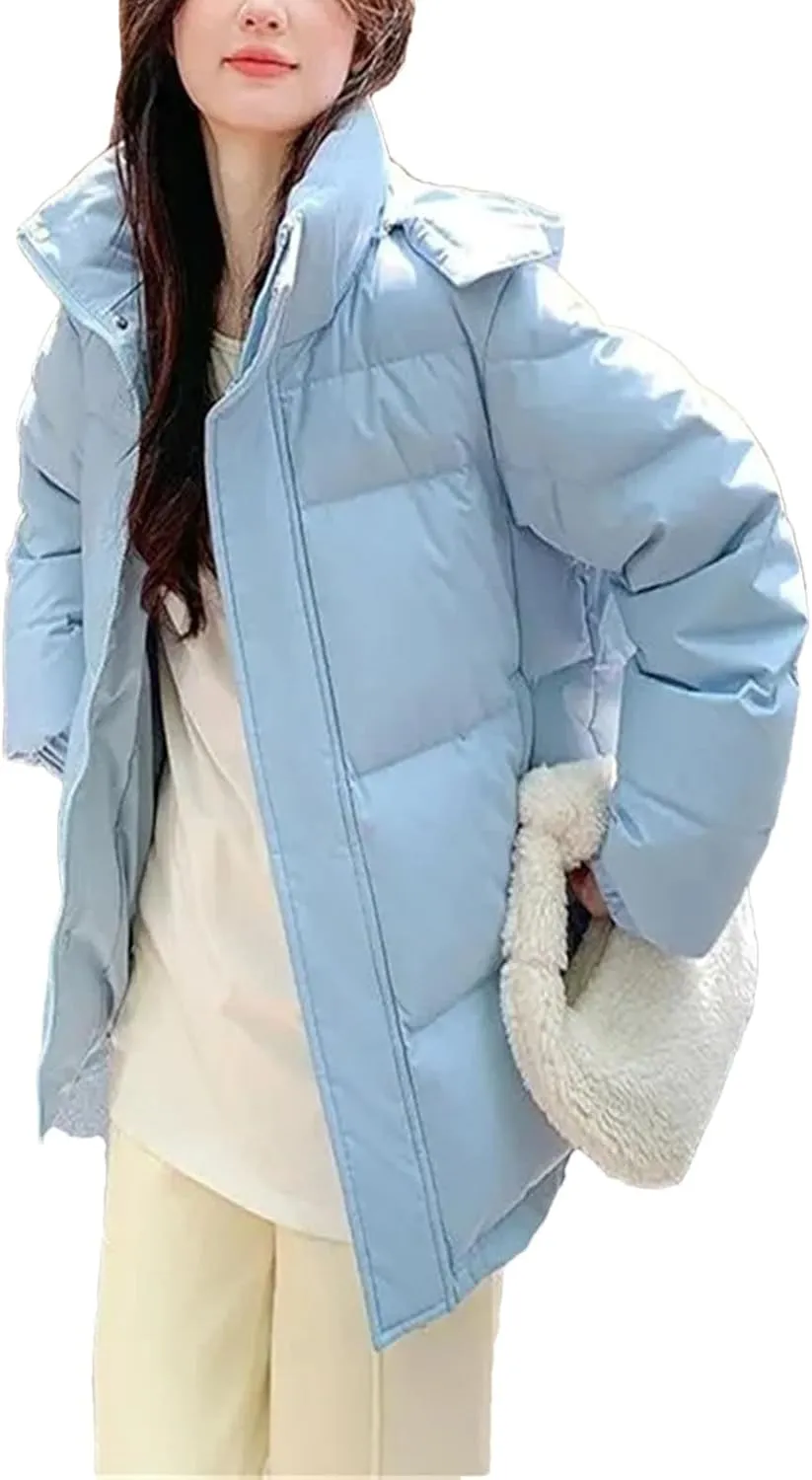 Korean Down Cotton Jacket Women Hooded Parkas Winter Padded Coat Thick Warm Loose Puffer Female Snow Wear Outwea