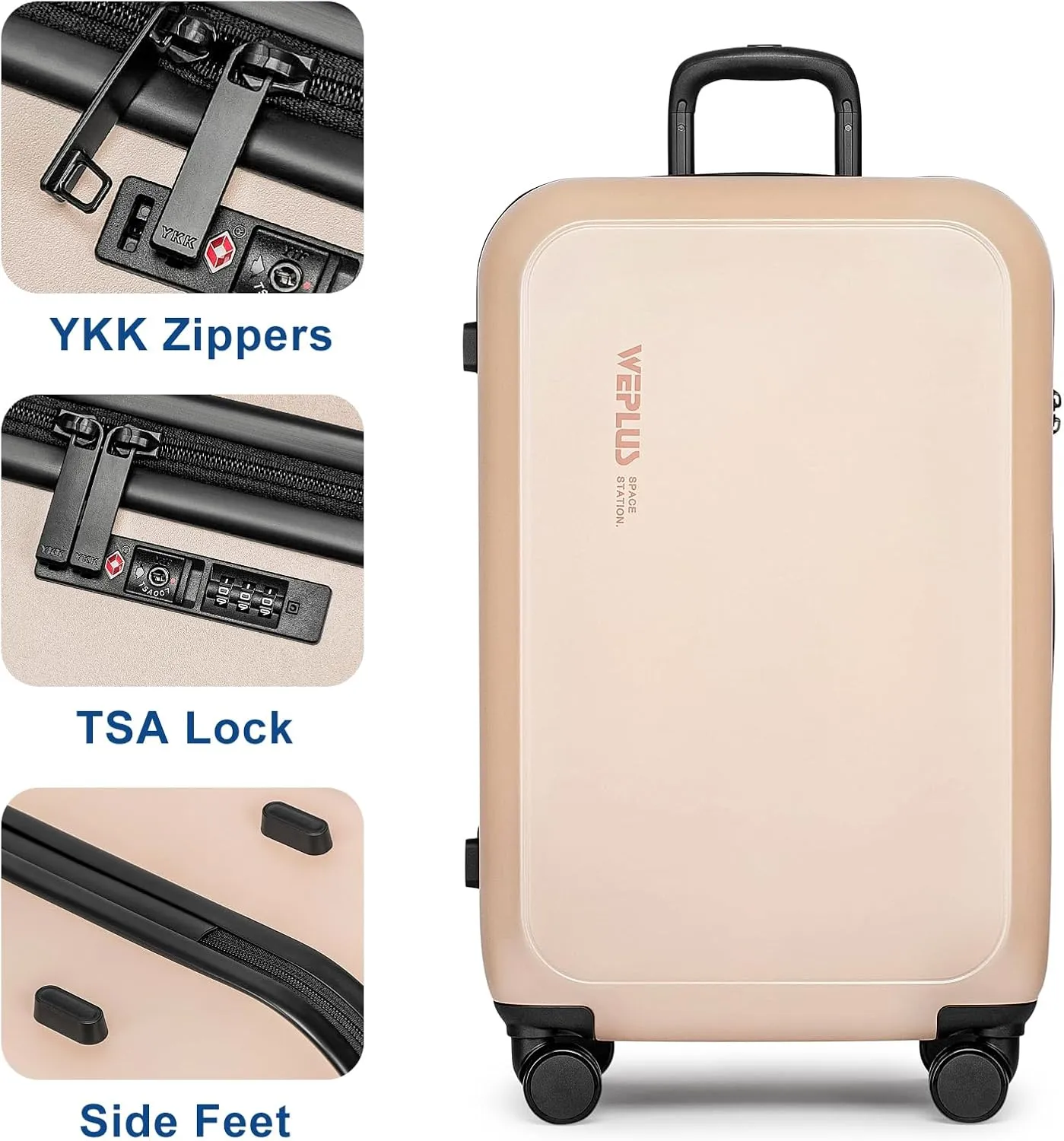 KYME 26 inch Luggage Hardshell Suitcases with Spinner Wheels 100% Polycarbonate Big Checked Luggage TSA Approved Travel Rolling Suitcase for Women Pink
