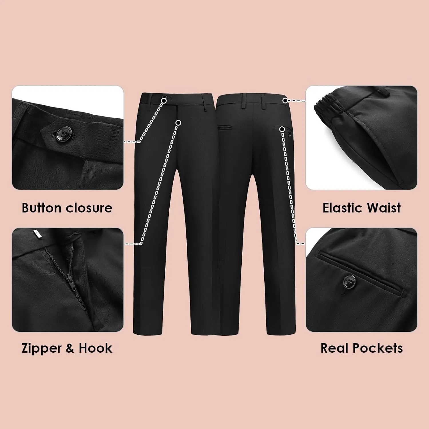Lamgool Boys Velvet Suit Set Slim Fit Tuxedo Kids Formal Outfit 4 Piece with Blazer Jacket Shirt Pant Bow Tie for Wedding