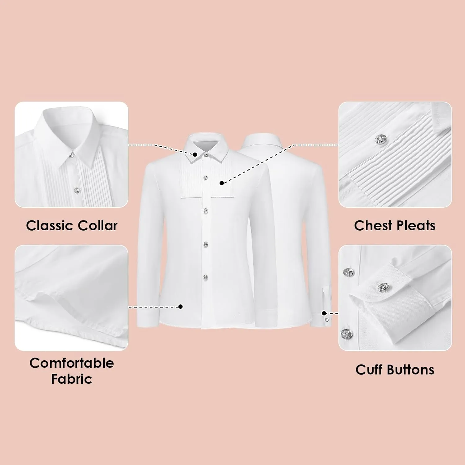Lamgool Boys Velvet Suit Set Slim Fit Tuxedo Kids Formal Outfit 4 Piece with Blazer Jacket Shirt Pant Bow Tie for Wedding