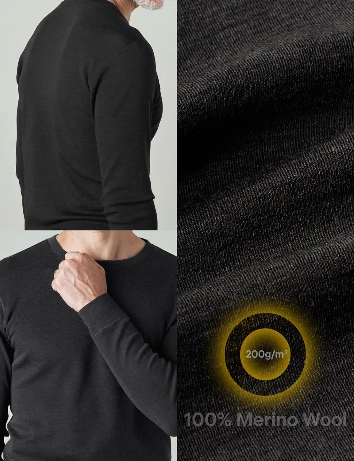 LAPASA Men 100% Merino Wool Shirt Base Layer Lightweight Midweight Thermal Top Long Sleeve Hunting Undershirt Warm Long John