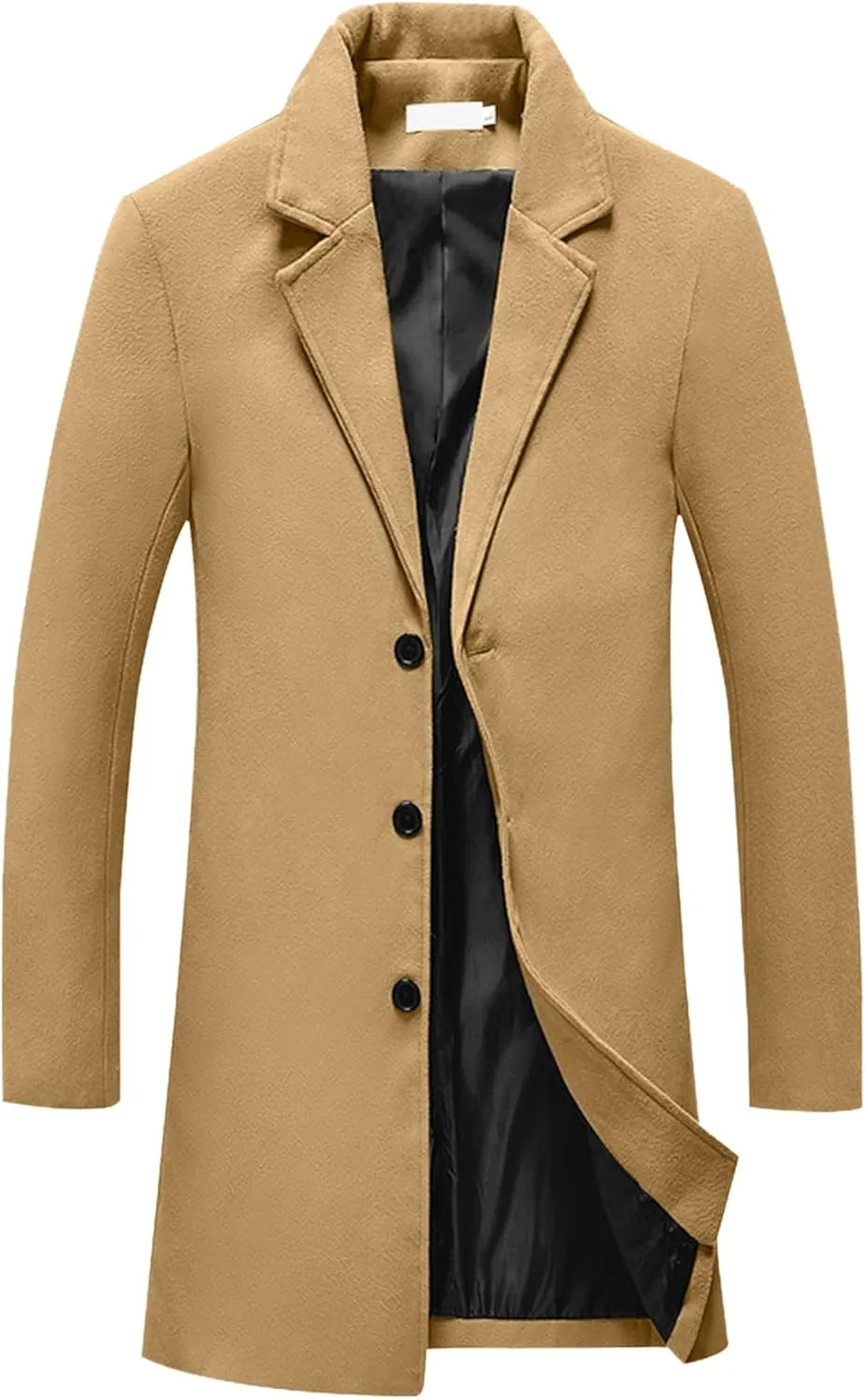 Lars Amadeus Men's Trench Coat Notch Lapel Single Breasted Classic Long Pea Coats Overcoat