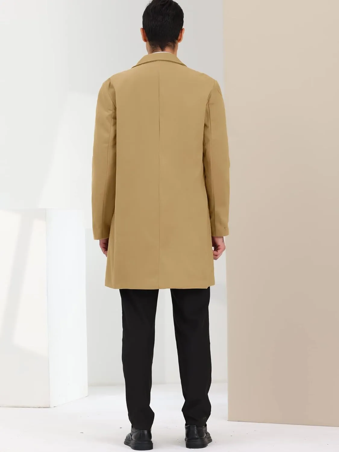 Lars Amadeus Men's Trench Coat Notch Lapel Single Breasted Classic Long Pea Coats Overcoat