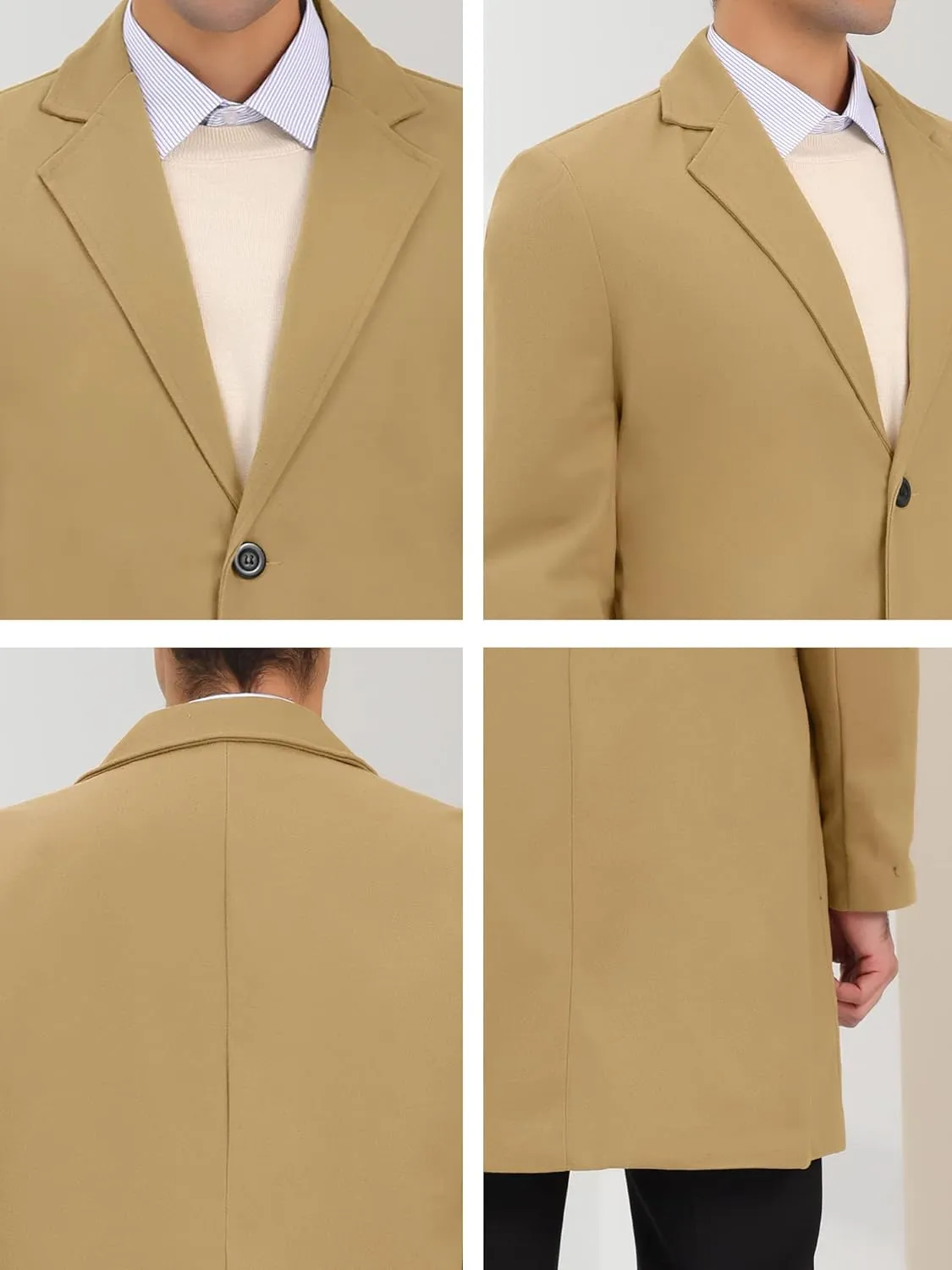 Lars Amadeus Men's Trench Coat Notch Lapel Single Breasted Classic Long Pea Coats Overcoat