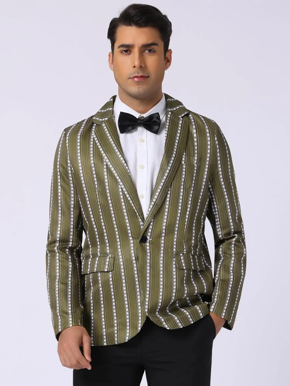 Lars Amadeus Striped Blazer for Men's Single Breasted Contrast Color Retro Sports Coat