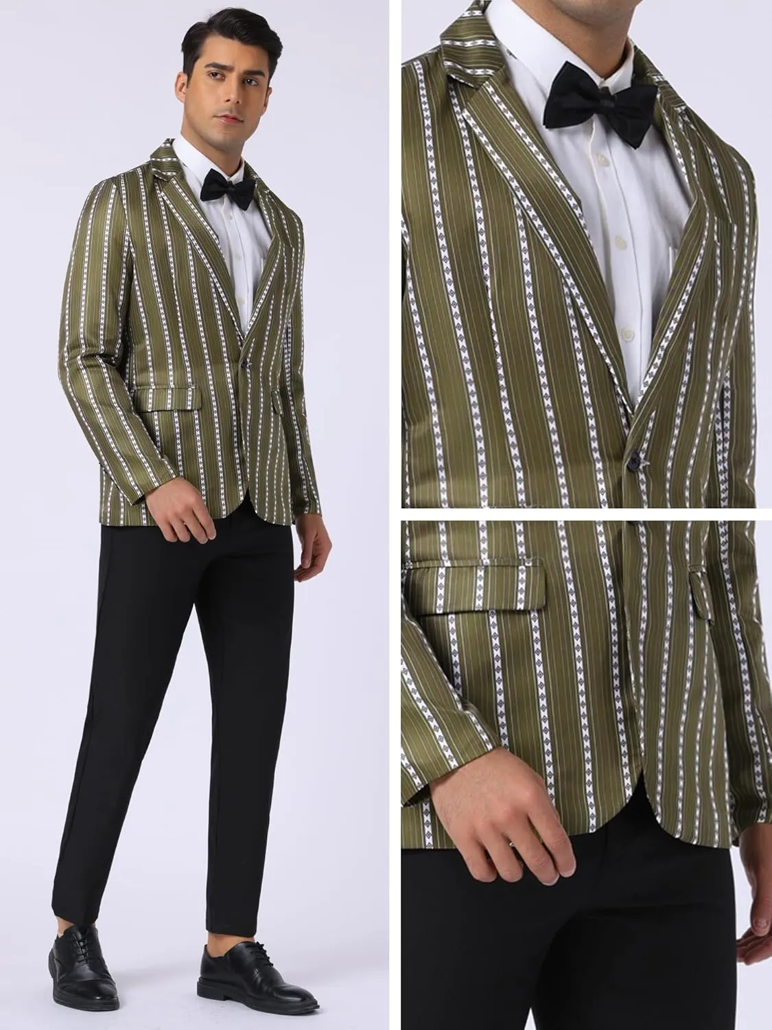 Lars Amadeus Striped Blazer for Men's Single Breasted Contrast Color Retro Sports Coat