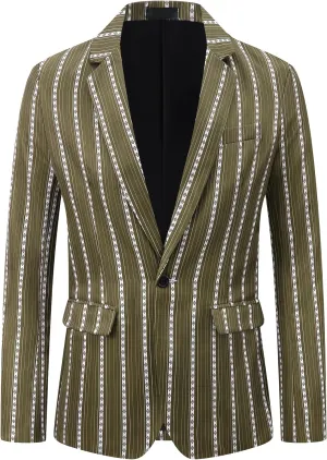 Lars Amadeus Striped Blazer for Men's Single Breasted Contrast Color Retro Sports Coat