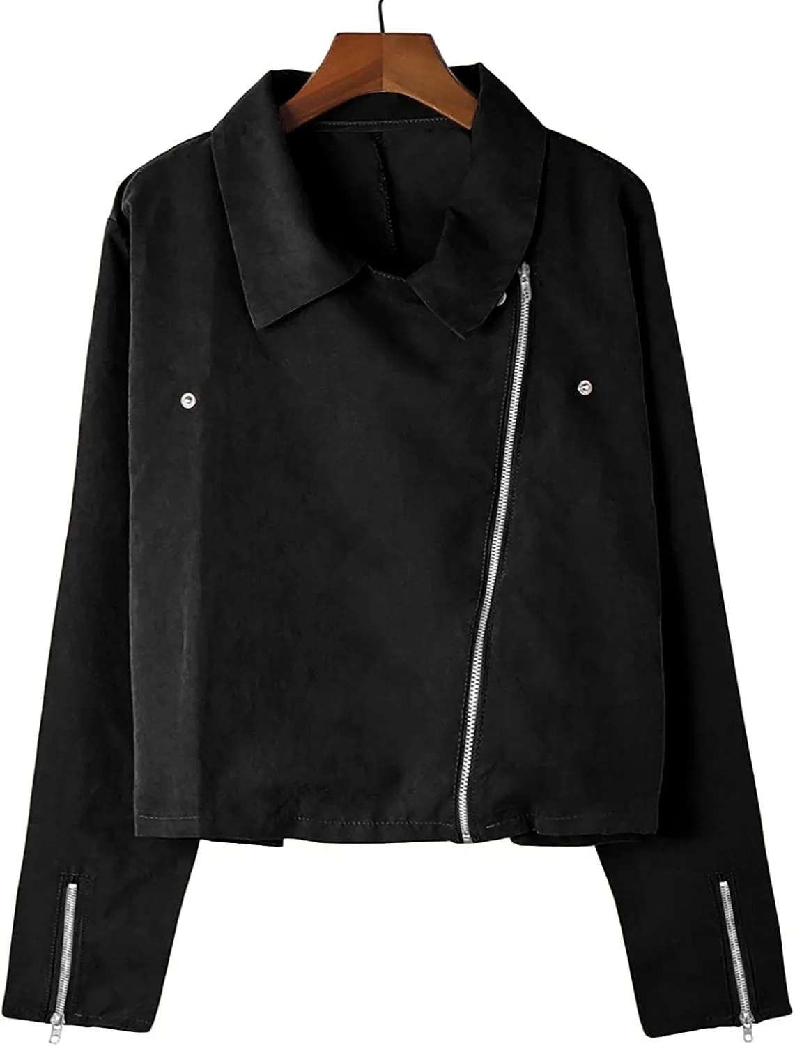 Leather Jacket Women Faux Suede Leather Jacket Zip Up Motorcycle Jacket Open Front Coat Cropped Jacket Vintage Coat