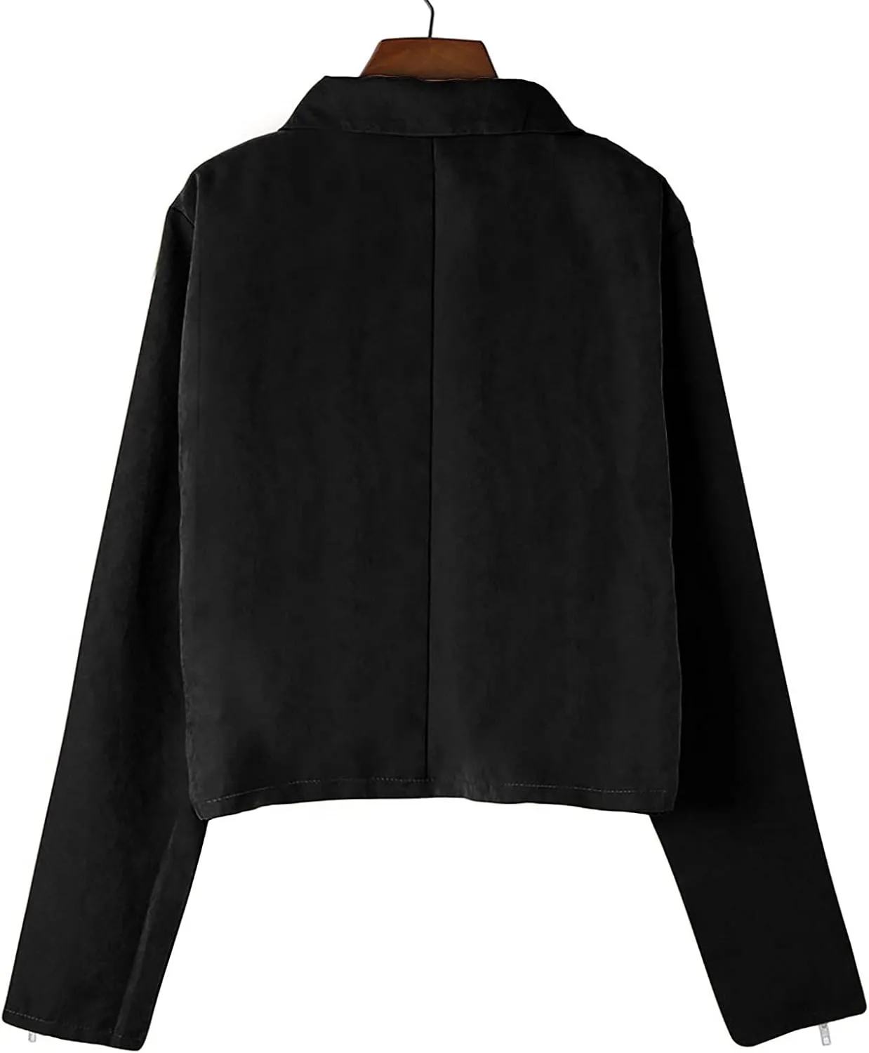 Leather Jacket Women Faux Suede Leather Jacket Zip Up Motorcycle Jacket Open Front Coat Cropped Jacket Vintage Coat