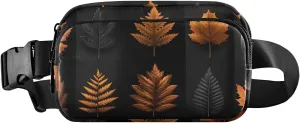 Leaves Pattern Fanny Pack Water Resistant Waist Pack Sling Bag Purse for Women Men Travel Hiking