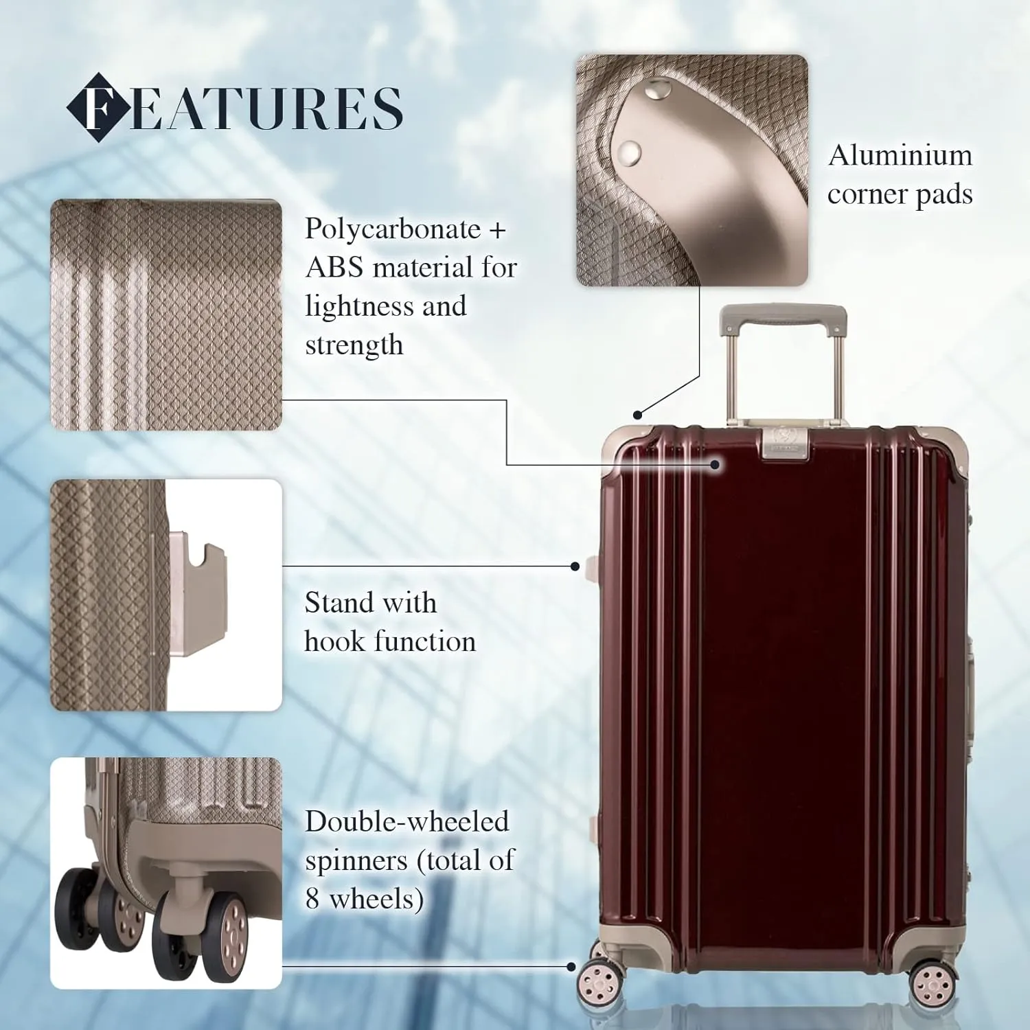 LEGEND WALKER Durable AluminumFrame Luggage 21-inch, Granz Navy, 5509-48-MAT-NV