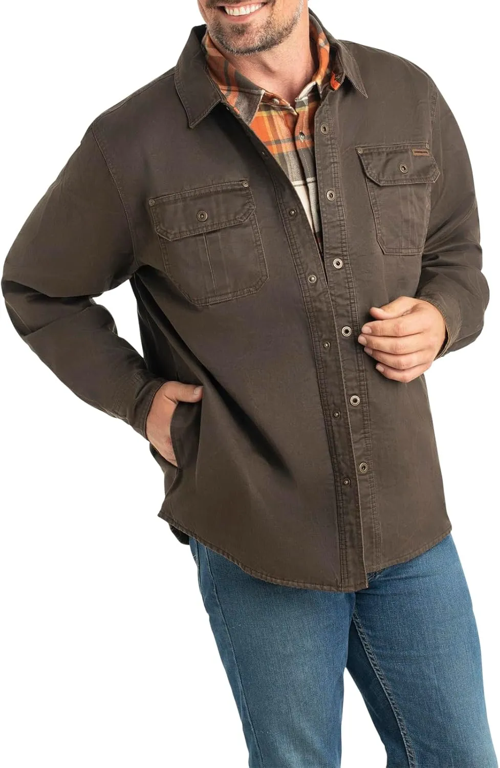 Legendary Whitetails Journeyman Shirt Jacket Flannel Lined Shacket for Men Water-Resistant Coat Rugged Fall Clothing
