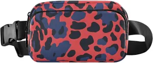 Leopard Blue Fanny Pack Water Resistant, Women Men Waist Pack Sling Bag Purse for Travel Hiking